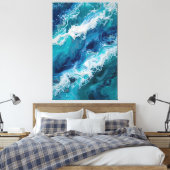 Abstract Ocean Wave Texture Canvas Print Leinwanddruck (Insitu (Schlafzimmer))