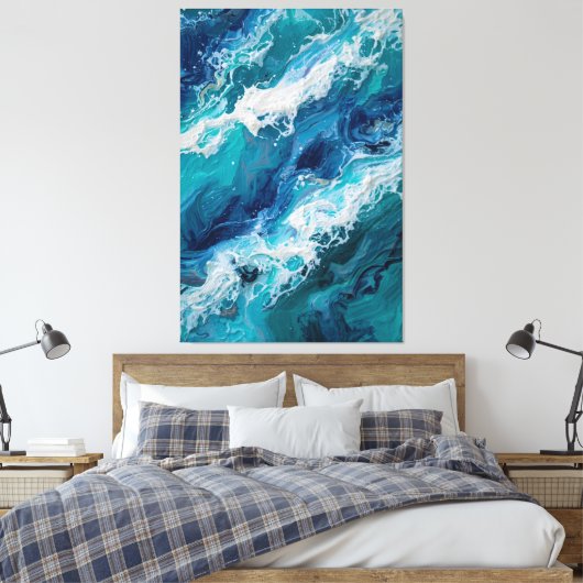 Abstract Ocean Wave Texture Canvas Print Leinwanddruck (Insitu (Schlafzimmer))