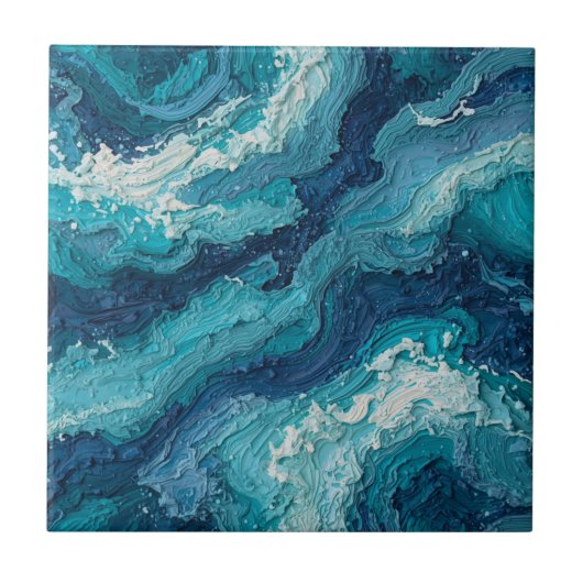 Abstract Ocean Wave Texture Ceramic Tile Fliese (Vorderseite)
