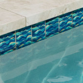 Abstract Ocean Waves Blue and Gold Watercolor Fliese