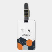 Abstract Orange-Black Geometric Background Gepäckanhänger (Vorderseite vertikal)