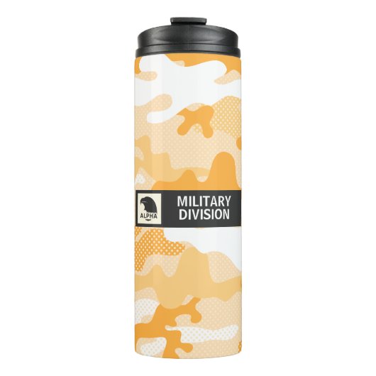 Abstract Orange Camouflage Pattern Thermosbecher (Vorderseite)