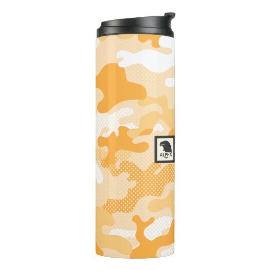 Abstract Orange Camouflage Pattern Thermosbecher (Nach links gedreht)