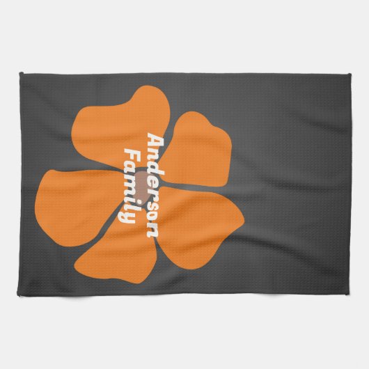 Abstract Orange Daisy Flower on Dark Geschirrtuch (Horizontal)