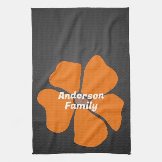 Abstract Orange Daisy Flower on Dark Geschirrtuch (Vertikal)