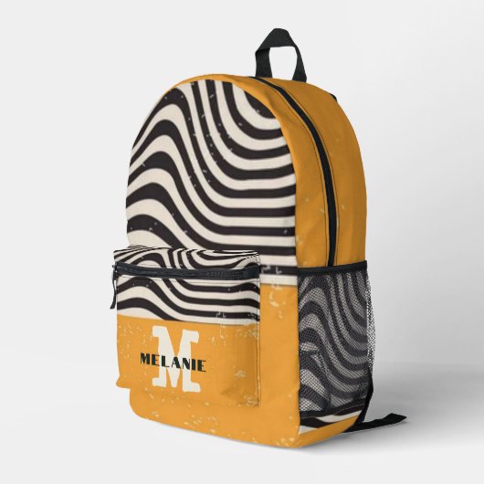 Abstract Orange grunge aesthetic minimal Monogram Bedruckter Rucksack (Rückseitige Ecke Rechts)