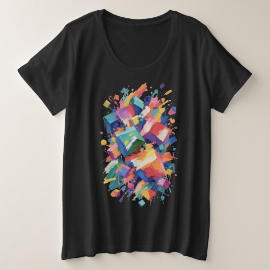 Abstract Paint Collision Große Größe T-Shirt (Design vorne)