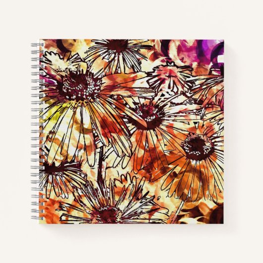 Abstract Paint Daub Sunflower Pattern Notizblock (Vorderseite)