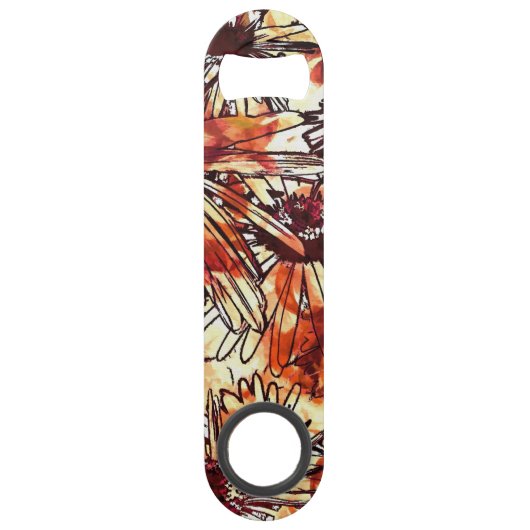 Abstract Paint Daub Sunflower Pattern Speed Flaschenöffner (Vorderseite)