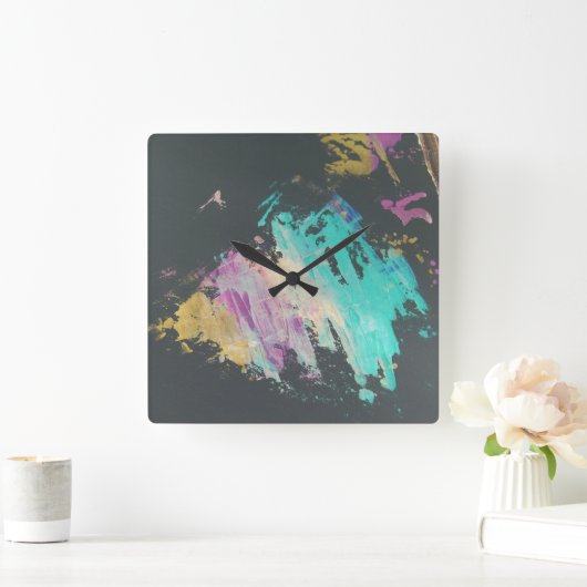 Abstract Paint Quadratische Wanduhr (Zuhause)
