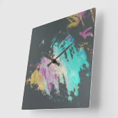 Abstract Paint Quadratische Wanduhr (Winkel)