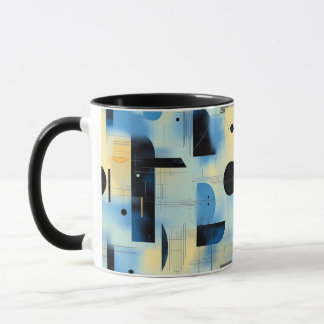 Abstract painted composition in blue and yellow tasse