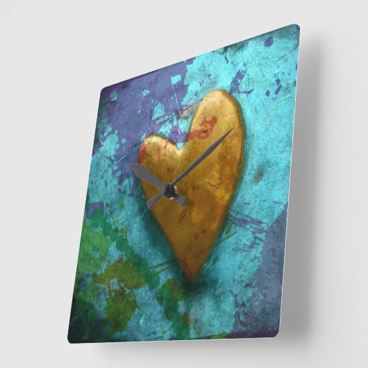 Abstract Painted Heart Quadratische Wanduhr (Winkel)