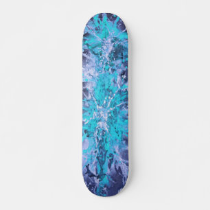 Abstract painting blue splattergrunge skateboard