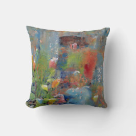 Abstract Painting of a Girl picking flowers Kissen