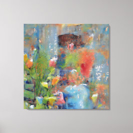 Abstract Painting of a Girl picking flowers Leinwanddruck