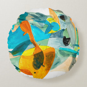  abstract painting on paper with vibrant colors, s rundes kissen