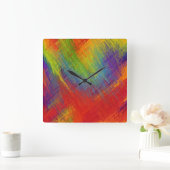 Abstract Painting | Retro Colorful 18 Quadratische Wanduhr (Zuhause)