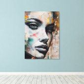 Abstract painting woman's face leinwanddruck (Insitu (Holzboden))