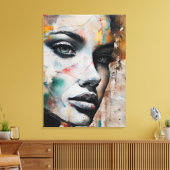 Abstract painting woman's face leinwanddruck (Insitu (Wohnzimmer))
