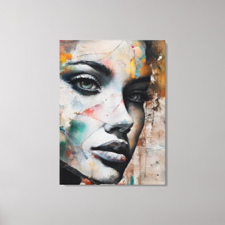 Abstract painting woman's face leinwanddruck