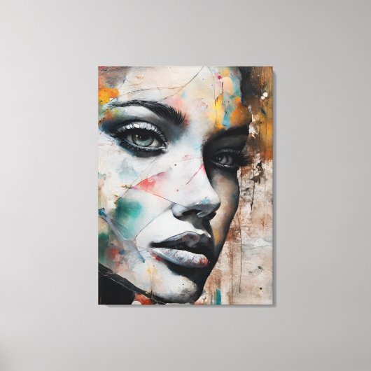Abstract painting woman's face leinwanddruck (Vorderseite)