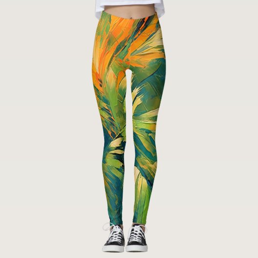 Abstract Palm Burst – Tropical Energy in Motion Leggings (Vorderseite)