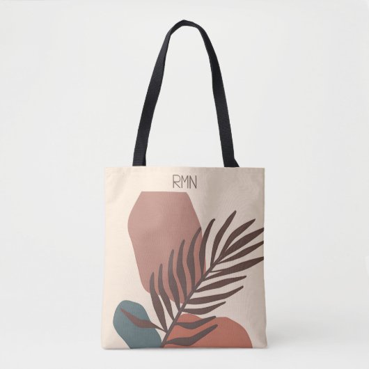 Abstract palm leaf minimalist art monogram tasche (Vorderseite)
