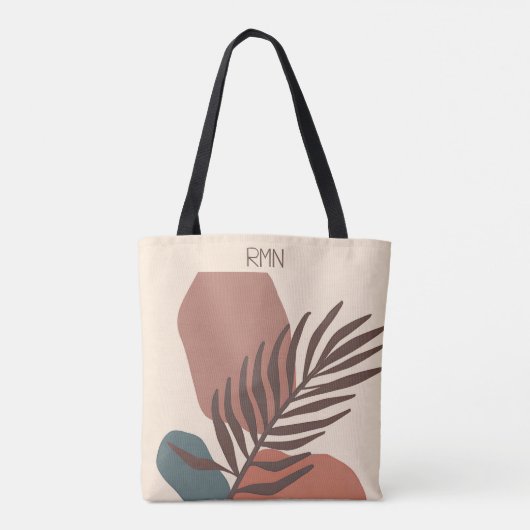 Abstract palm leaf minimalist art monogram tasche (Rückseite)