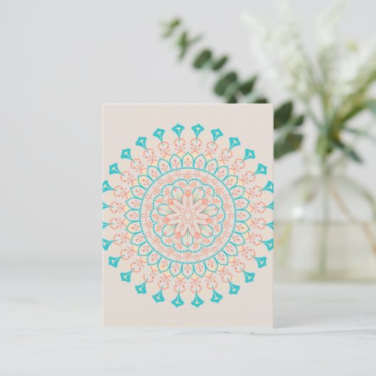Abstract Pastel Colors Mandala Postkarte (Stehend Vorderseite)