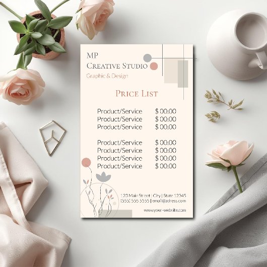 Abstract Pastel Design: Modern Florals & Geometry  Briefpapier