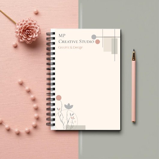 Abstract Pastel Design: Modern Florals & Geometry Notizblock