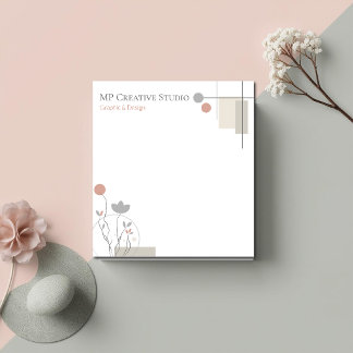 Abstract Pastel Design: Modern Florals & Geometry Notizblock