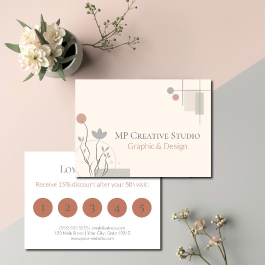Abstract Pastel Design: Modern Florals & Geometry Treuekarte