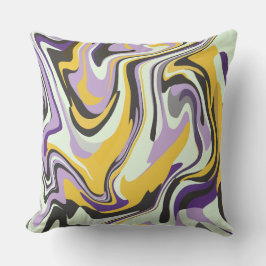 Abstract Pastel Swirl with Yellow and Purple Kissen