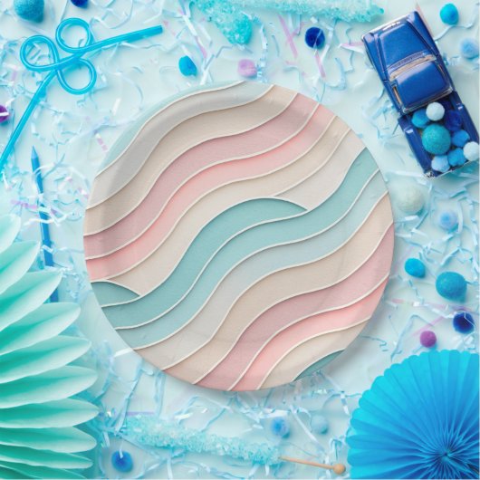 Abstract Pastel Waves – Elegant Modern Pattern  Pappteller (Party)
