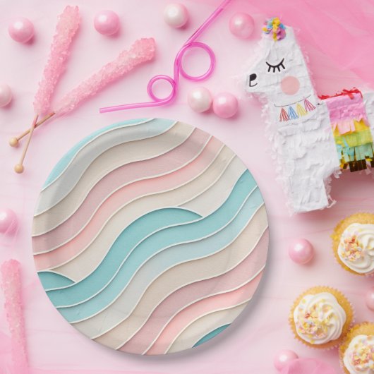 Abstract Pastel Waves – Elegant Modern Pattern Pappteller (Party)