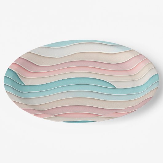 Abstract Pastel Waves – Elegant Modern Pattern  Pappteller (Schrägansicht)