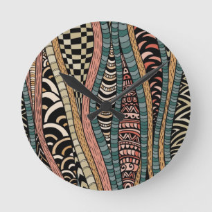 Abstract pattern in ethnic style runde wanduhr