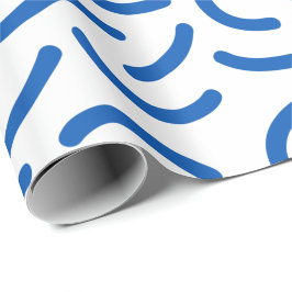 Abstract pattern of thick, wavy blue lines geschenkpapier