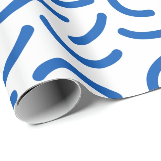 Abstract pattern of thick, wavy blue lines geschenkpapier