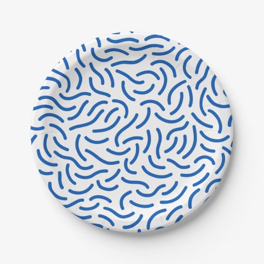 Abstract pattern of thick, wavy blue lines  pappteller (Vorderseite)