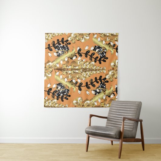 abstract pattern on orange yellow background with wandteppich (Beispiel (Horizontal))