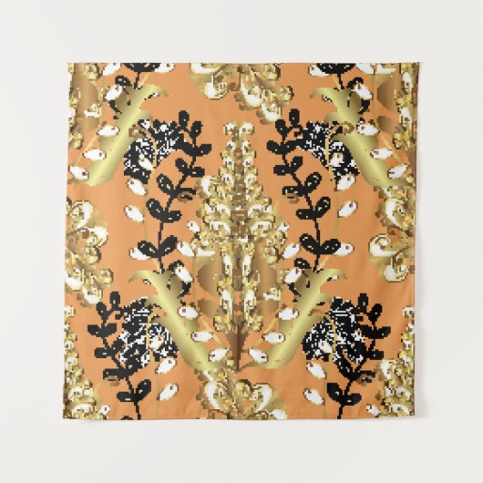 abstract pattern on orange yellow background with  wandteppich (Vorderseite)