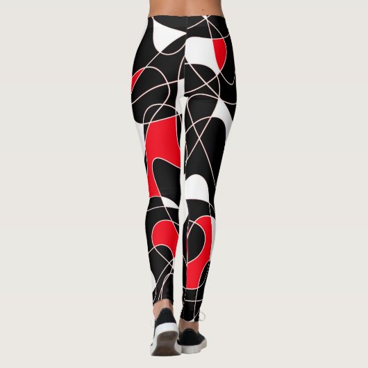 Abstract pattern - red, black and white. leggings (Rückseite)