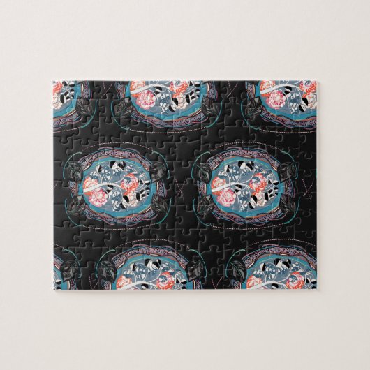 Abstract pattern , seamless illustration 7 puzzle (Horizontal)