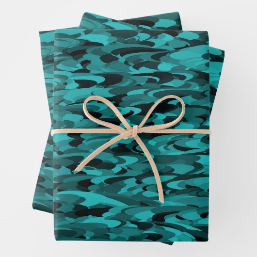 Abstract Pattern Teal Black Geschenkpapier Set (Beispiel)
