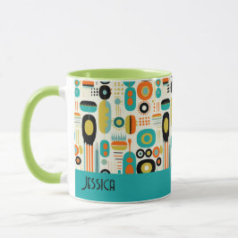 Abstract Pattern Vibrant Mid Century Modern Name  Tasse
