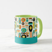 Abstract Pattern Vibrant Mid Century Modern Name  Tasse (VorderseiteRechts)