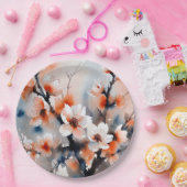 Abstract Peach Blossom Spring Paper Plates Pappteller (Party)